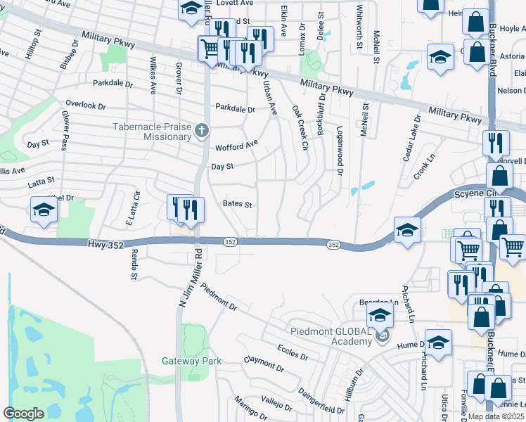 map of restaurants, bars, coffee shops, grocery stores, and more near 3107 Urban Avenue in Dallas