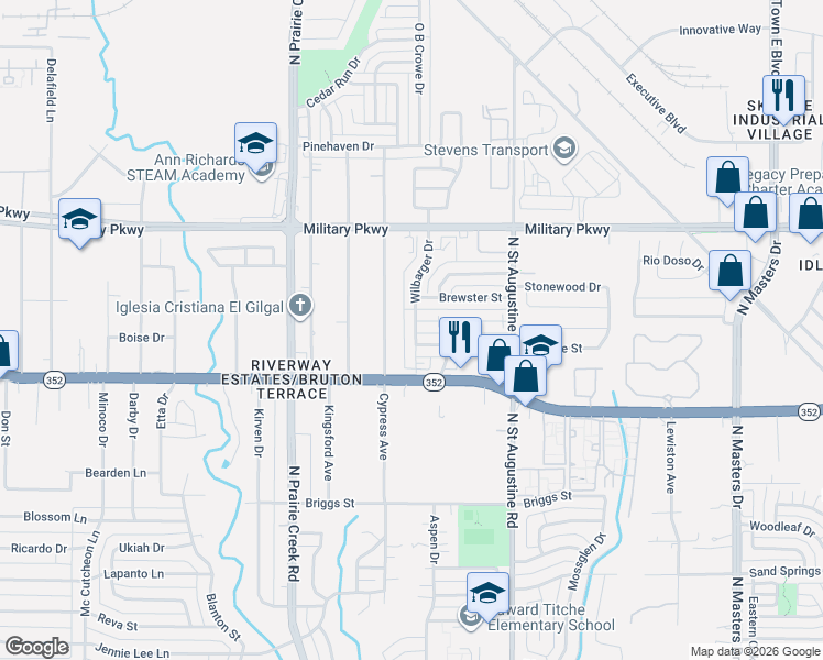 map of restaurants, bars, coffee shops, grocery stores, and more near 3116 Cypress Avenue in Dallas