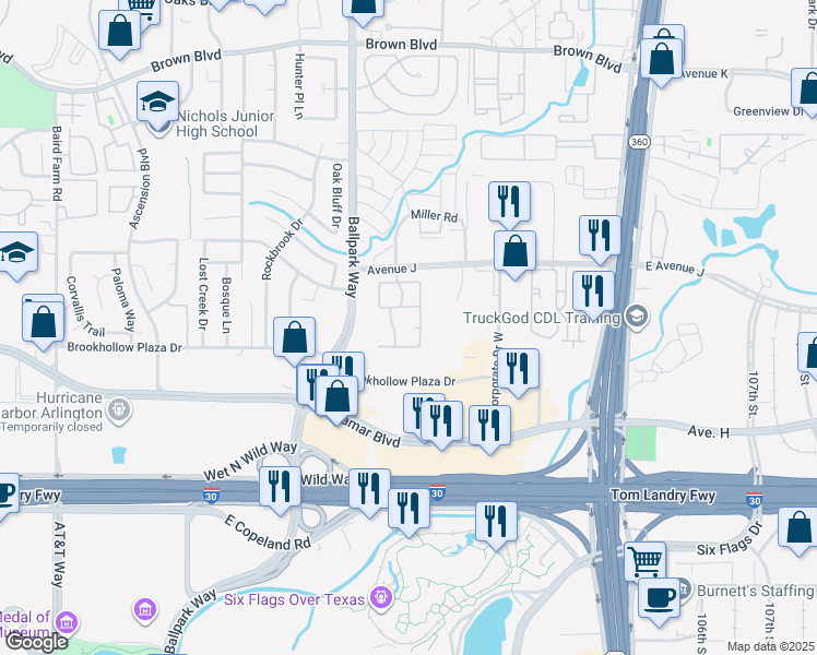 map of restaurants, bars, coffee shops, grocery stores, and more near 1908 Bonaparte Drive in Arlington