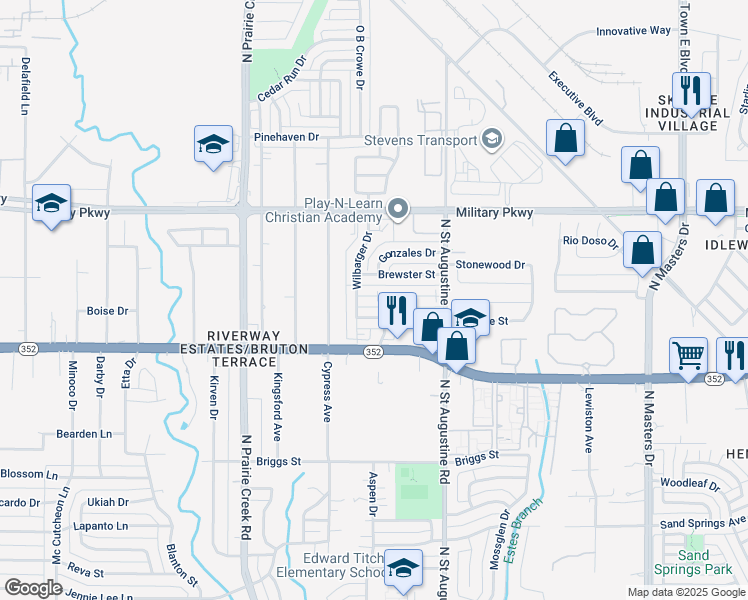 map of restaurants, bars, coffee shops, grocery stores, and more near 9420 Culberson Street in Dallas