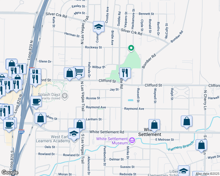map of restaurants, bars, coffee shops, grocery stores, and more near 408 Donald Street in Fort Worth