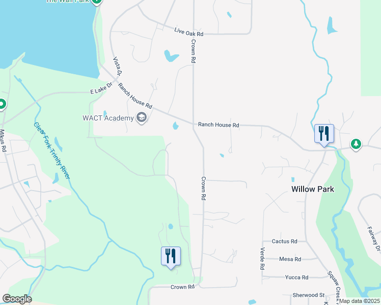map of restaurants, bars, coffee shops, grocery stores, and more near 93 Crown Road in Willow Park