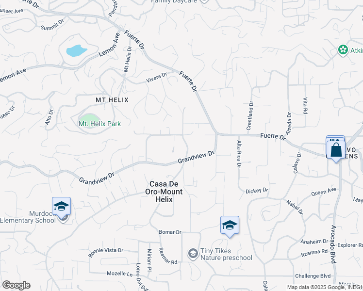 map of restaurants, bars, coffee shops, grocery stores, and more near 4744 Resmar Road in La Mesa