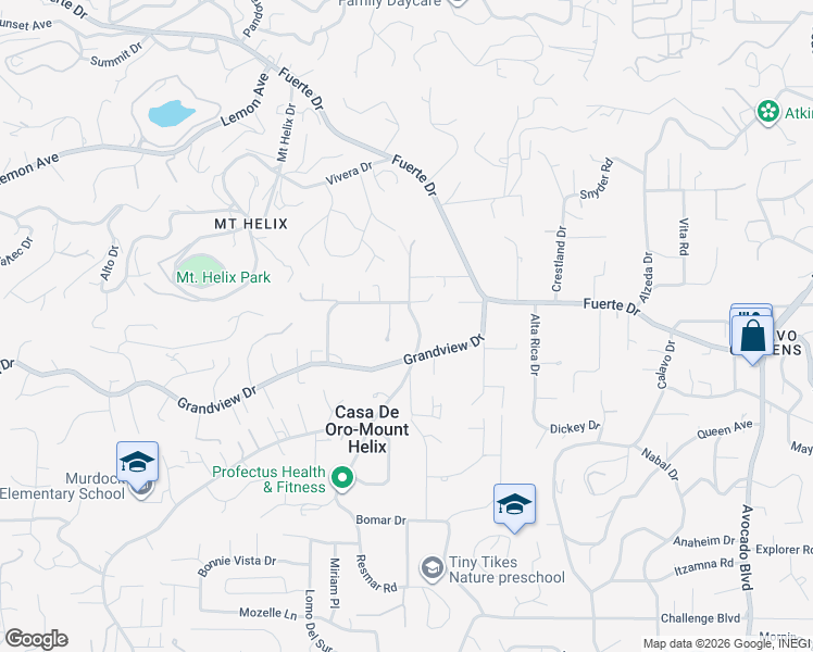 map of restaurants, bars, coffee shops, grocery stores, and more near 4751 Resmar Road in La Mesa