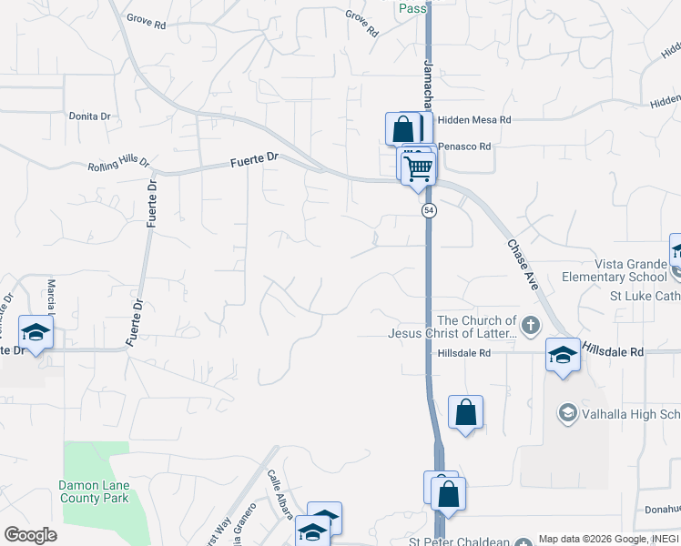 map of restaurants, bars, coffee shops, grocery stores, and more near 1308 Sundale Road in El Cajon