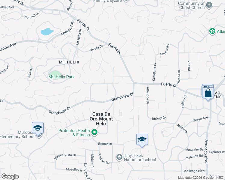 map of restaurants, bars, coffee shops, grocery stores, and more near 4751 Resmar Road in La Mesa