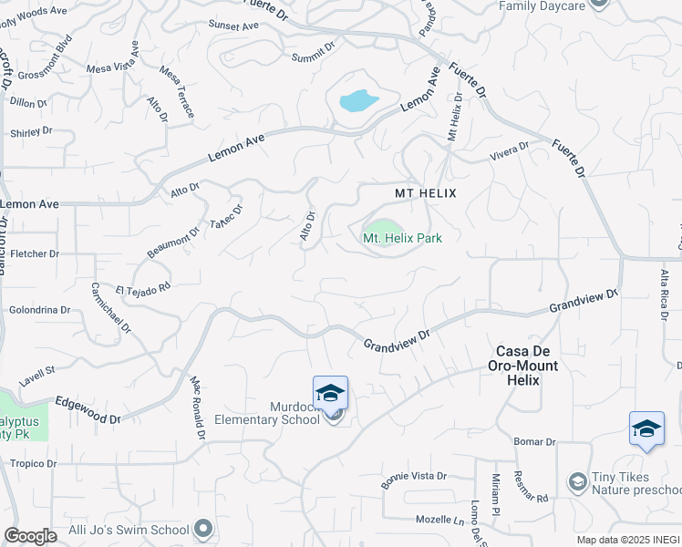 map of restaurants, bars, coffee shops, grocery stores, and more near 9918 Heavenly Way in La Mesa