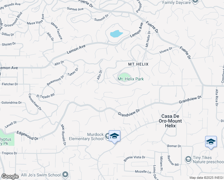 map of restaurants, bars, coffee shops, grocery stores, and more near 9918 Heavenly Way in La Mesa