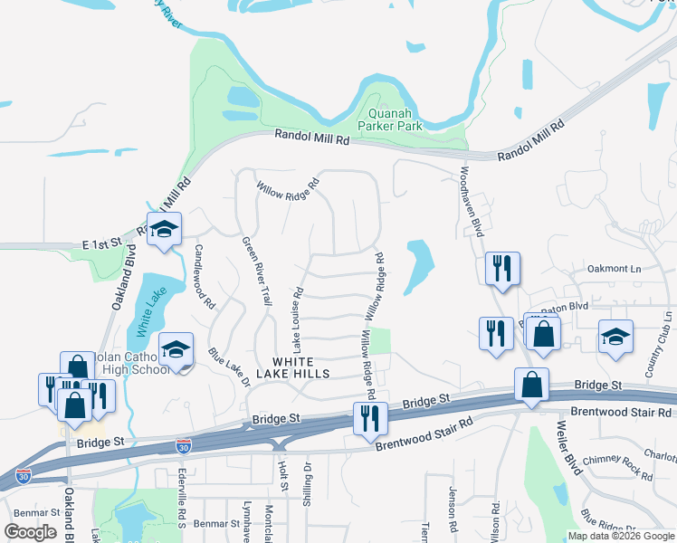 map of restaurants, bars, coffee shops, grocery stores, and more near 4908 Sugar Lake Road in Fort Worth