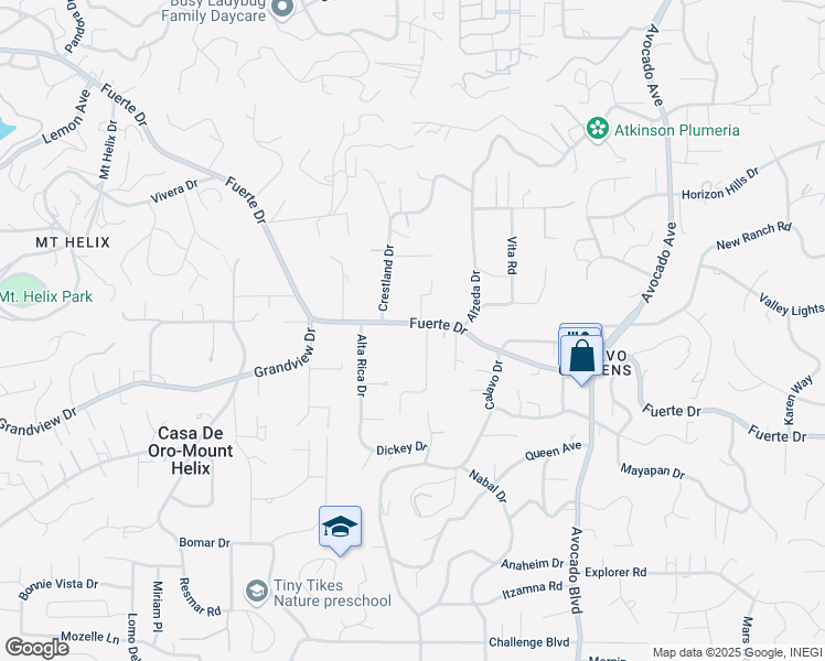 map of restaurants, bars, coffee shops, grocery stores, and more near 4766 La Rueda Drive in La Mesa