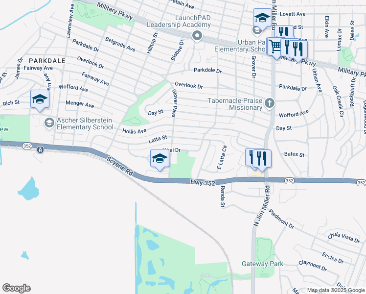 map of restaurants, bars, coffee shops, grocery stores, and more near 6523 Ethel Drive in Dallas