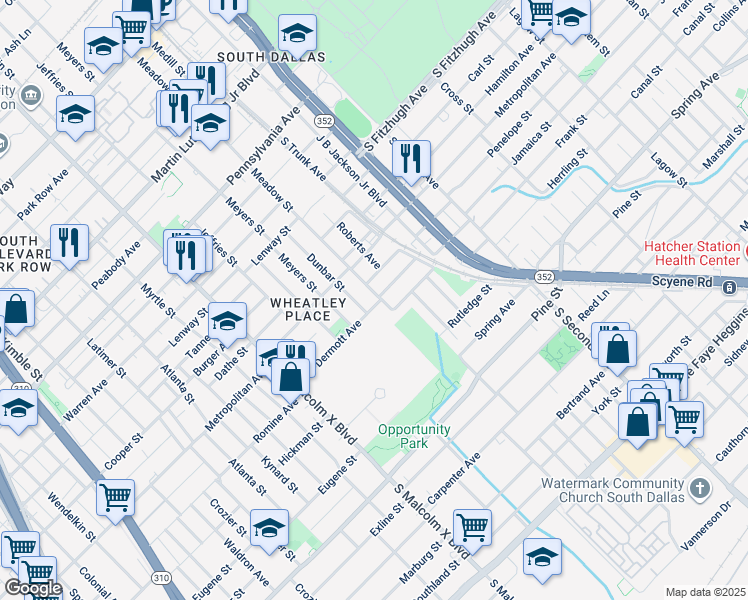 map of restaurants, bars, coffee shops, grocery stores, and more near 3100 Mc Dermott Avenue in Dallas