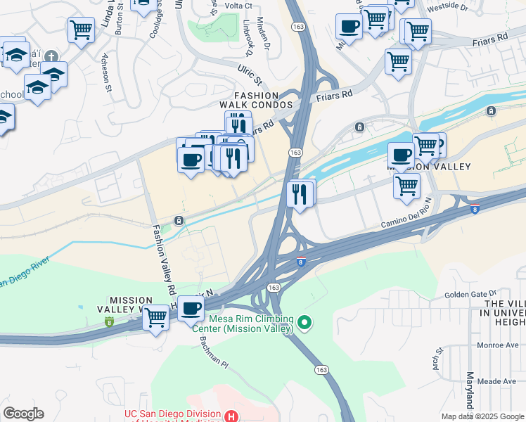 map of restaurants, bars, coffee shops, grocery stores, and more near in San Diego