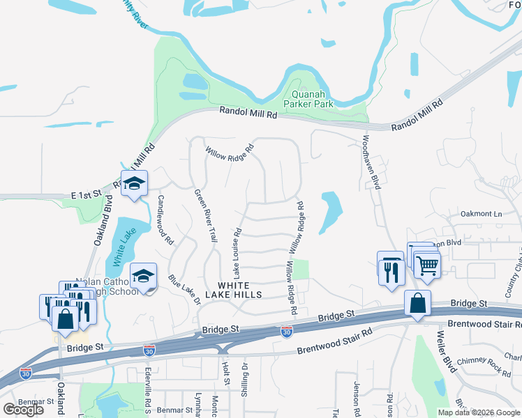 map of restaurants, bars, coffee shops, grocery stores, and more near 4908 Sugar Lake Road in Fort Worth