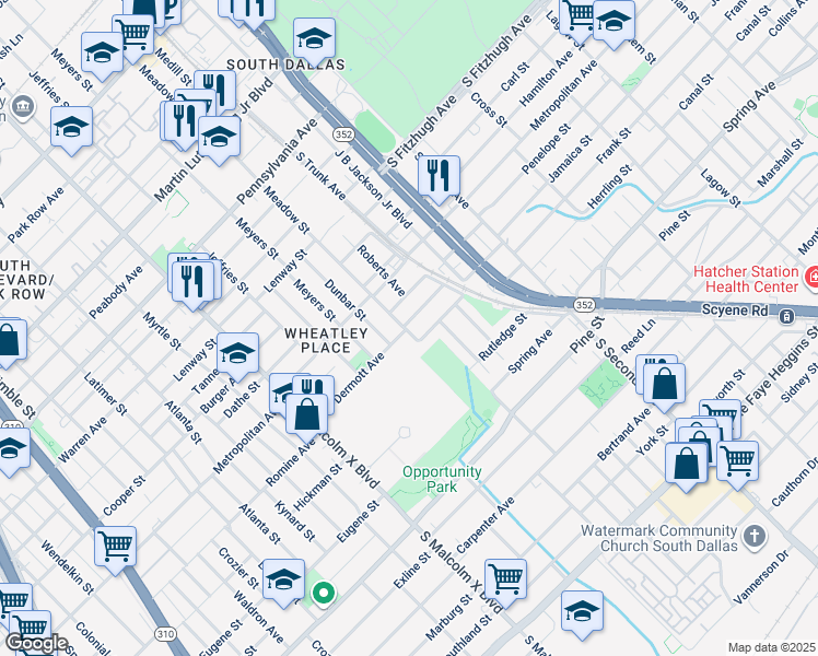 map of restaurants, bars, coffee shops, grocery stores, and more near 3100 Mc Dermott Avenue in Dallas
