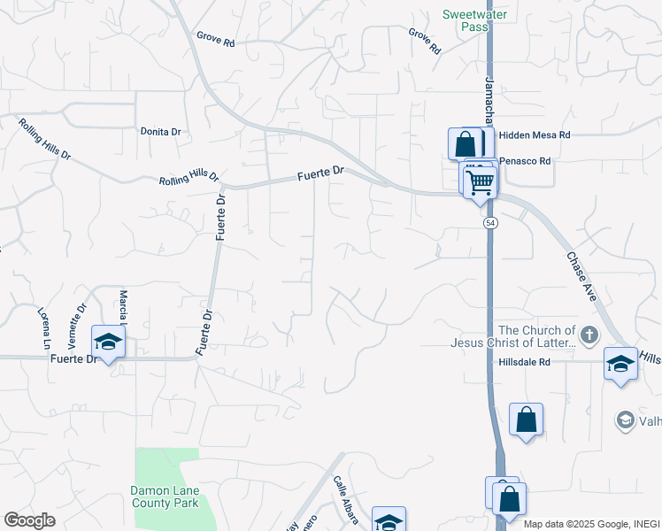 map of restaurants, bars, coffee shops, grocery stores, and more near 1809 Shadow Knolls Place in El Cajon