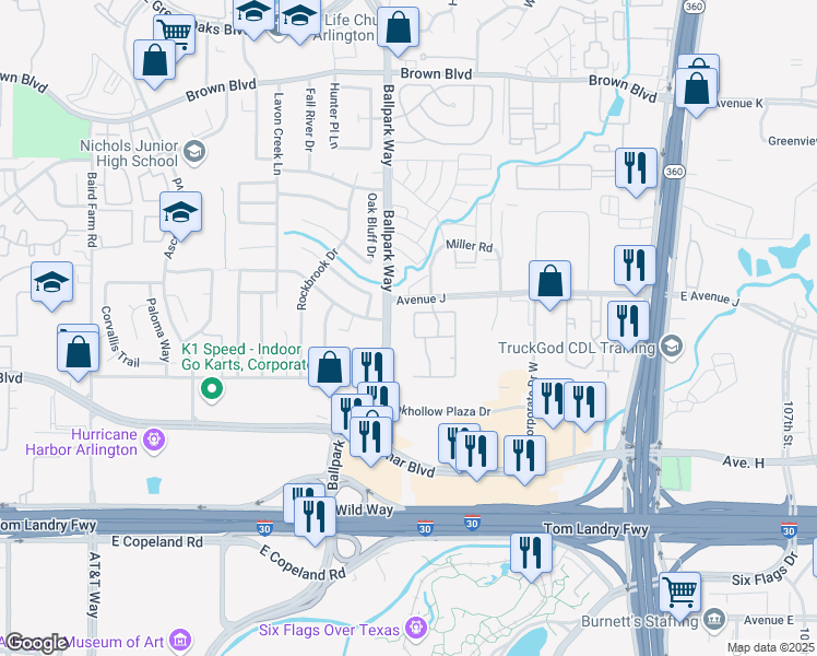 map of restaurants, bars, coffee shops, grocery stores, and more near 1925 Dumont Drive in Arlington