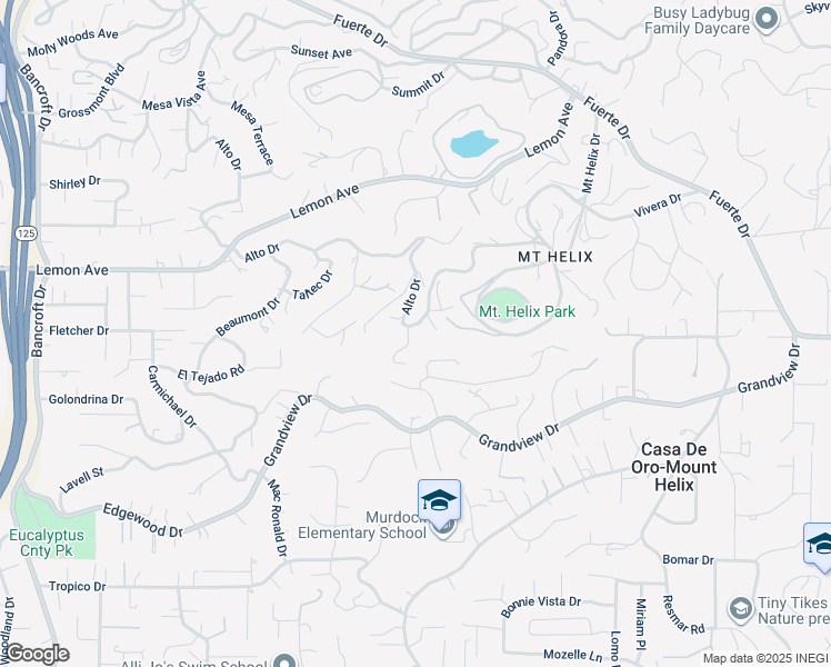 map of restaurants, bars, coffee shops, grocery stores, and more near 9769 Alto Drive in La Mesa