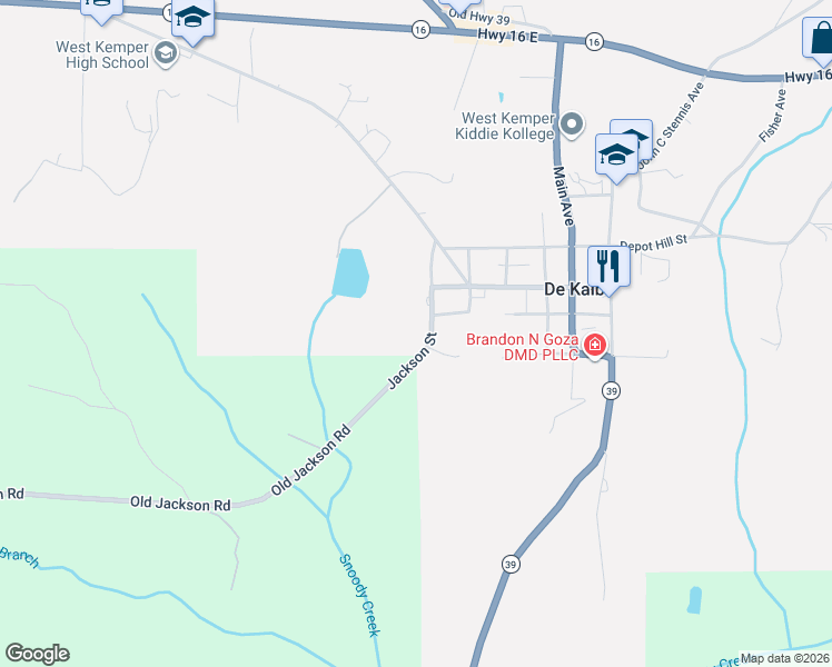 map of restaurants, bars, coffee shops, grocery stores, and more near 17538 Jackson Street in De Kalb