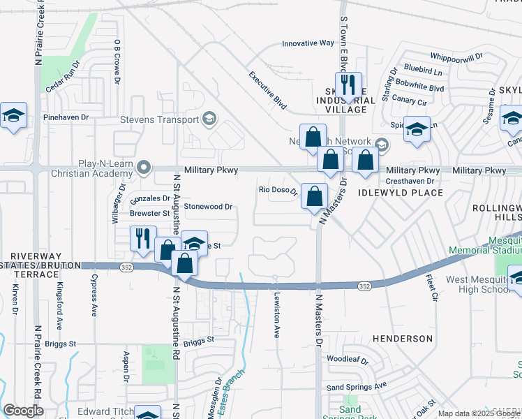 map of restaurants, bars, coffee shops, grocery stores, and more near 9918 Chilmark Way in Dallas