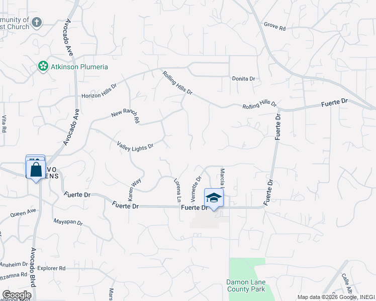 map of restaurants, bars, coffee shops, grocery stores, and more near 4738 Nolan Place in El Cajon