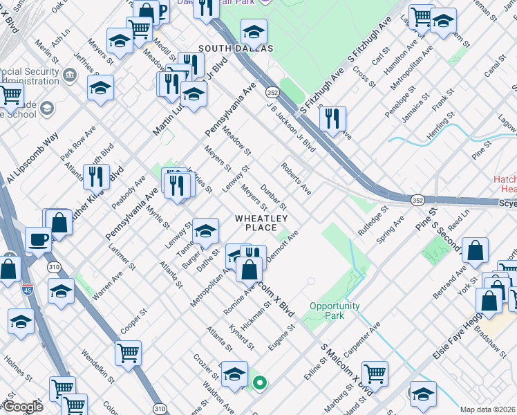 map of restaurants, bars, coffee shops, grocery stores, and more near 3630 Havana Street in Dallas