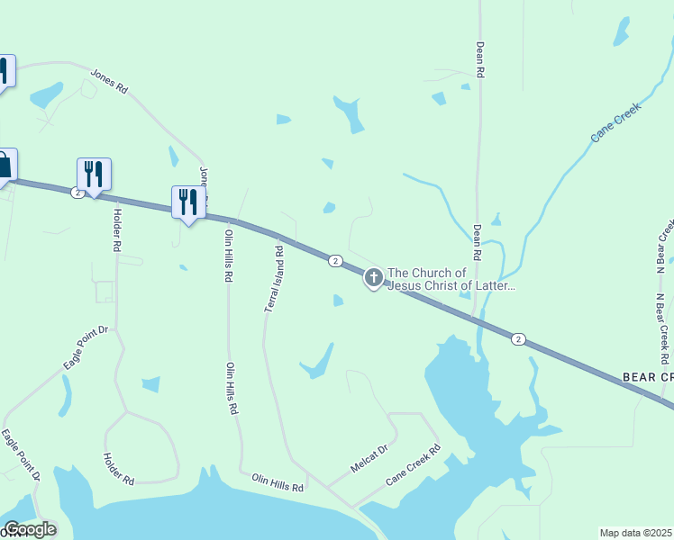 map of restaurants, bars, coffee shops, grocery stores, and more near 7699 Louisiana 2 in Farmerville