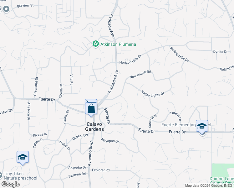 map of restaurants, bars, coffee shops, grocery stores, and more near 10940 Rockwood Road in El Cajon