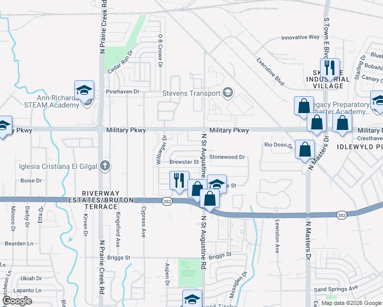 map of restaurants, bars, coffee shops, grocery stores, and more near 9540 Gonzales Drive in Dallas