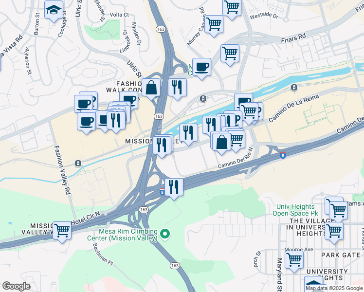 map of restaurants, bars, coffee shops, grocery stores, and more near in San Diego