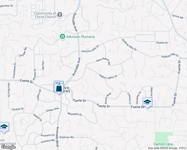 map of restaurants, bars, coffee shops, grocery stores, and more near 4824 Edgeview Drive in El Cajon