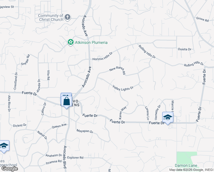 map of restaurants, bars, coffee shops, grocery stores, and more near 4824 Edgeview Drive in El Cajon