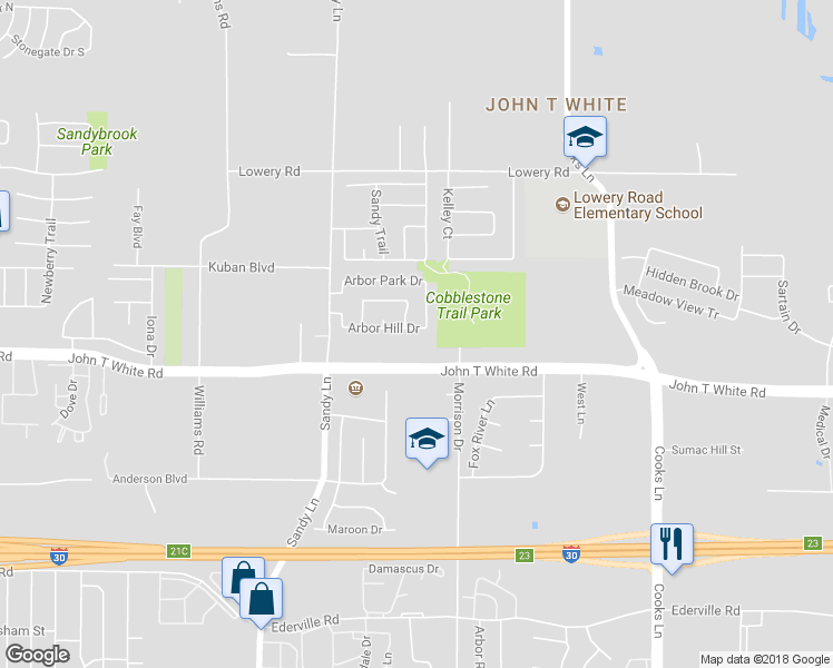map of restaurants, bars, coffee shops, grocery stores, and more near 7545 Ashcroft Circle in Fort Worth