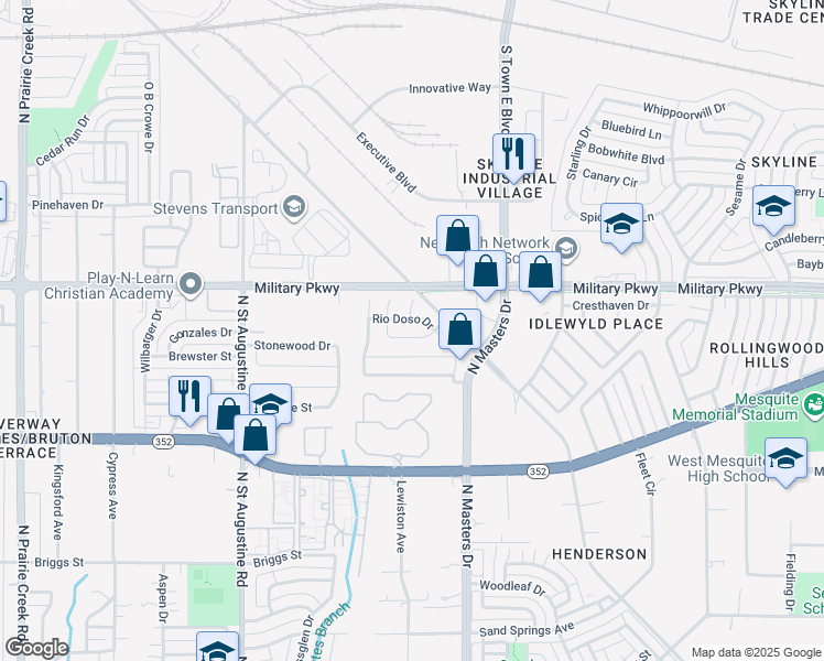 map of restaurants, bars, coffee shops, grocery stores, and more near 9933 Ironhorse Drive in Dallas