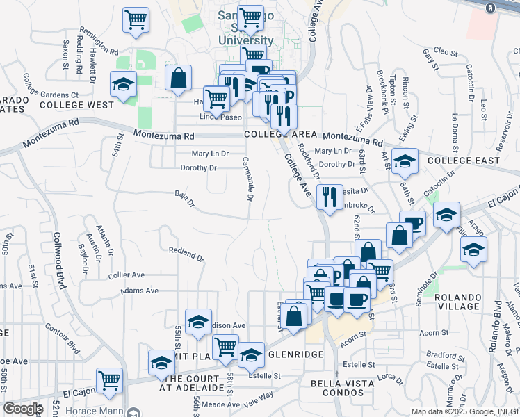 map of restaurants, bars, coffee shops, grocery stores, and more near 4922 Tierra Baja Way in San Diego