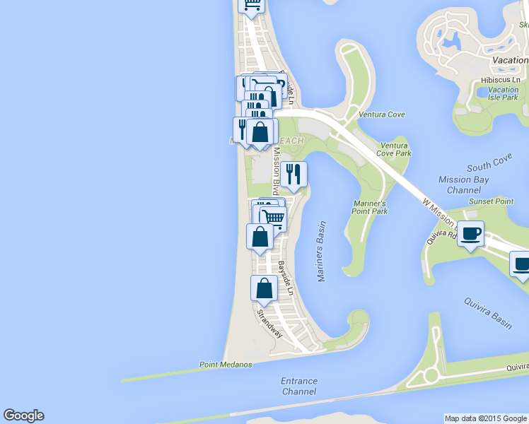 map of restaurants, bars, coffee shops, grocery stores, and more near in San Diego