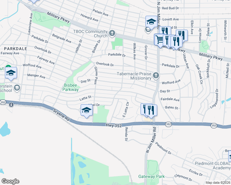map of restaurants, bars, coffee shops, grocery stores, and more near 6611 Hollis Avenue in Dallas