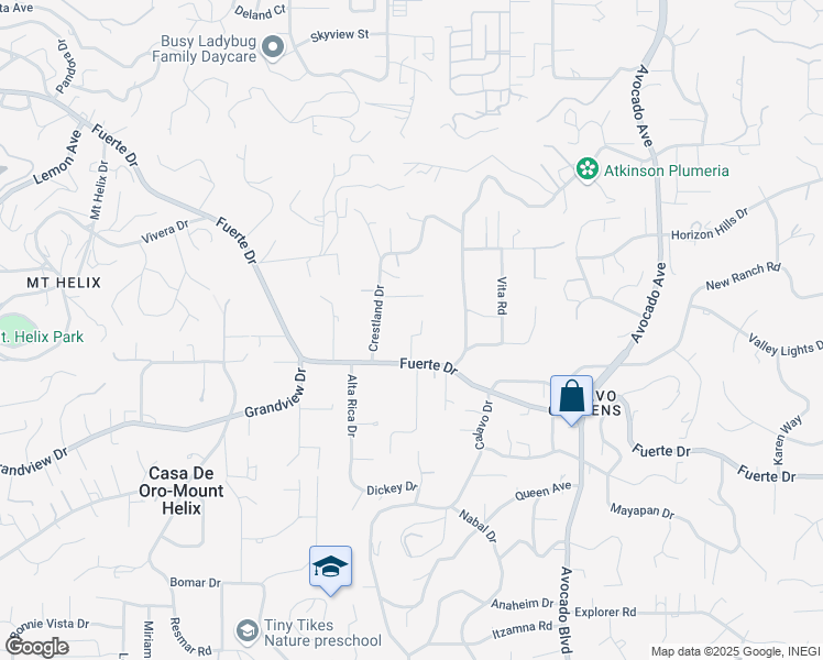 map of restaurants, bars, coffee shops, grocery stores, and more near 4816 Redondo Drive in La Mesa