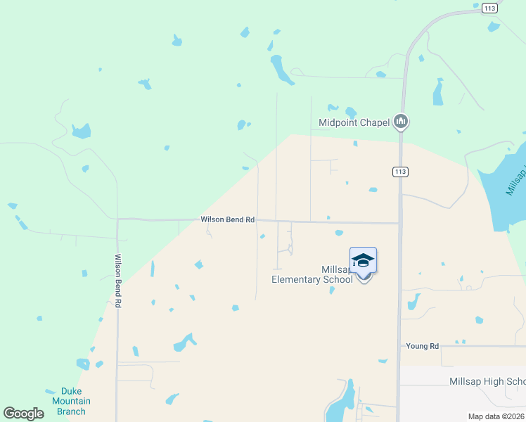 map of restaurants, bars, coffee shops, grocery stores, and more near 500 Wilson Bend Road in Millsap