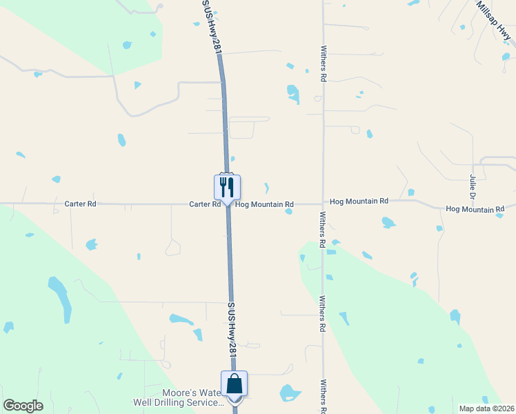 map of restaurants, bars, coffee shops, grocery stores, and more near 137 Hogg Mountain Road in Mineral Wells