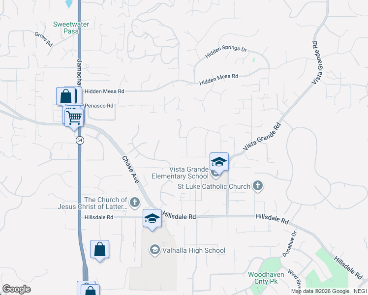 map of restaurants, bars, coffee shops, grocery stores, and more near 1746 Treseder Circle in El Cajon