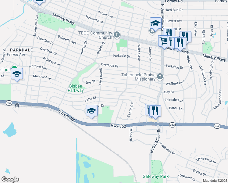 map of restaurants, bars, coffee shops, grocery stores, and more near 6611 Hollis Avenue in Dallas