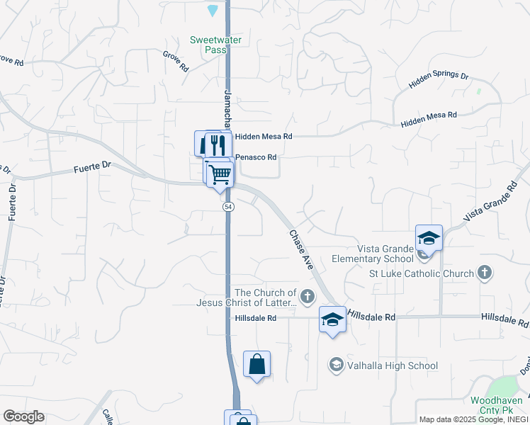 map of restaurants, bars, coffee shops, grocery stores, and more near 1533 Fair Glen Road in El Cajon