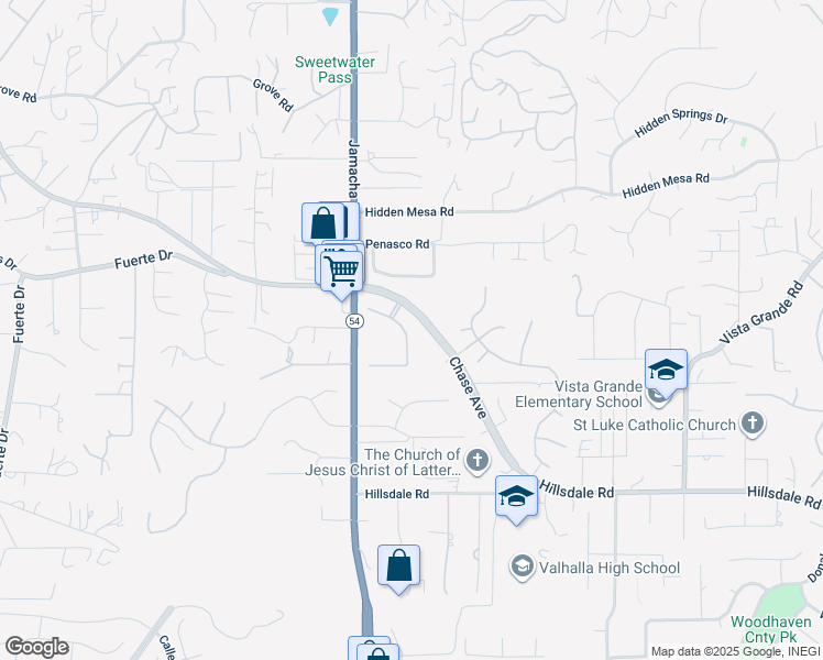 map of restaurants, bars, coffee shops, grocery stores, and more near 1533 Fair Glen Road in El Cajon