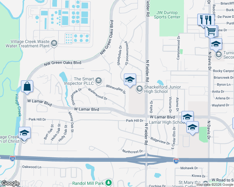 map of restaurants, bars, coffee shops, grocery stores, and more near 1805 Foxwood Court in Arlington