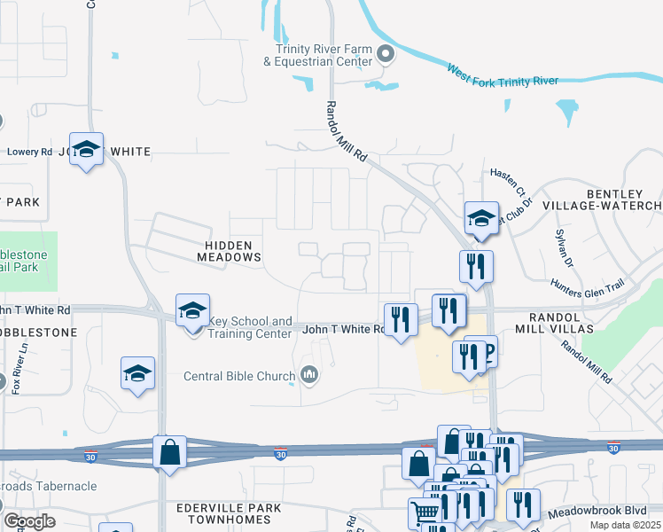 map of restaurants, bars, coffee shops, grocery stores, and more near 770 Bella Circle in Fort Worth