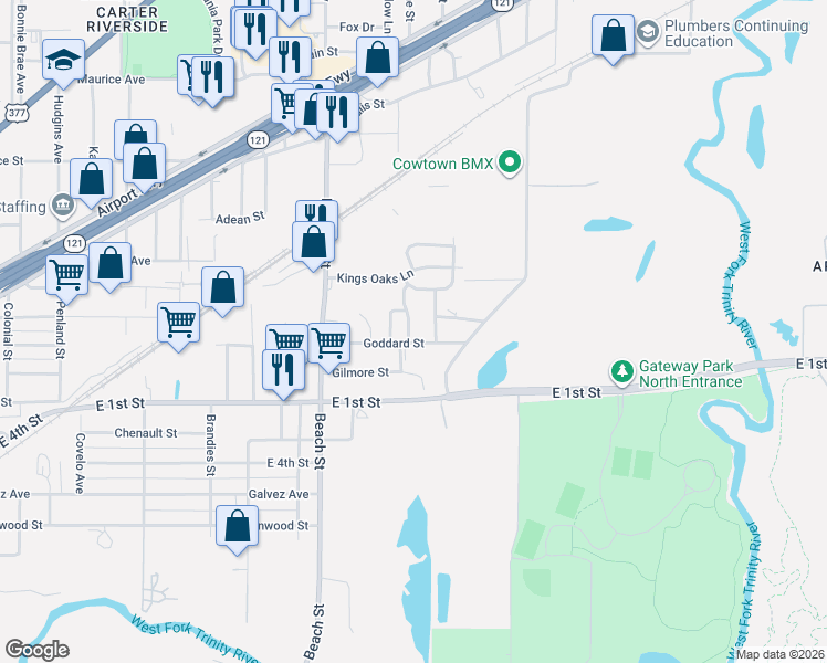 map of restaurants, bars, coffee shops, grocery stores, and more near 306 Wayne Street in Fort Worth