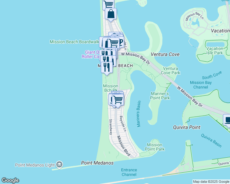 map of restaurants, bars, coffee shops, grocery stores, and more near 741 San Fernando Place in San Diego