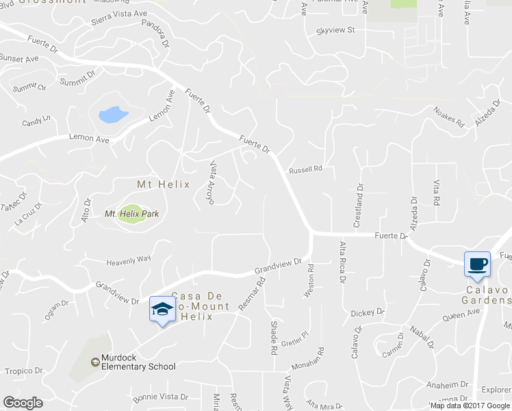 map of restaurants, bars, coffee shops, grocery stores, and more near 4812 Rushville Lane in La Mesa