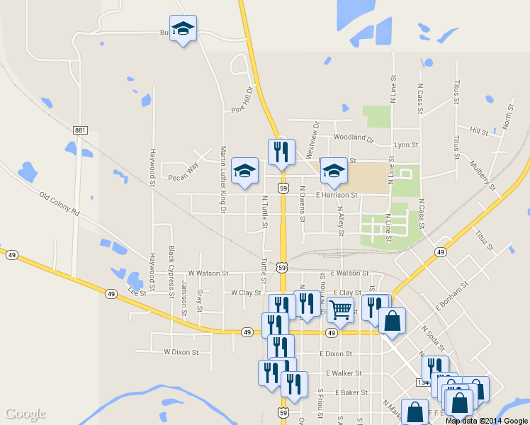 map of restaurants, bars, coffee shops, grocery stores, and more near 708 North Tuttle Street in Jefferson